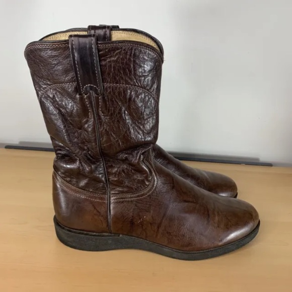 Justin Boots Shoes Justin Brown Leather Western Pointed Toe Cowboy